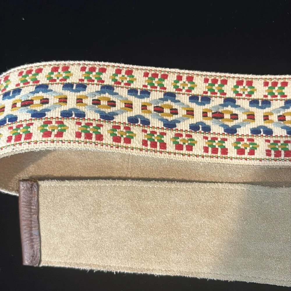 India Boho Embroidered Suede Leather Belt Size M/L